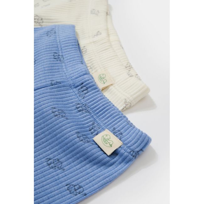 Set 2 pantalonasi cu botosei Printed, BabyCosy, 50% modal+50% bumbac, Ecru/Lavanda (Marime: 3-6 Luni) JEMBC-CSYM11614-3