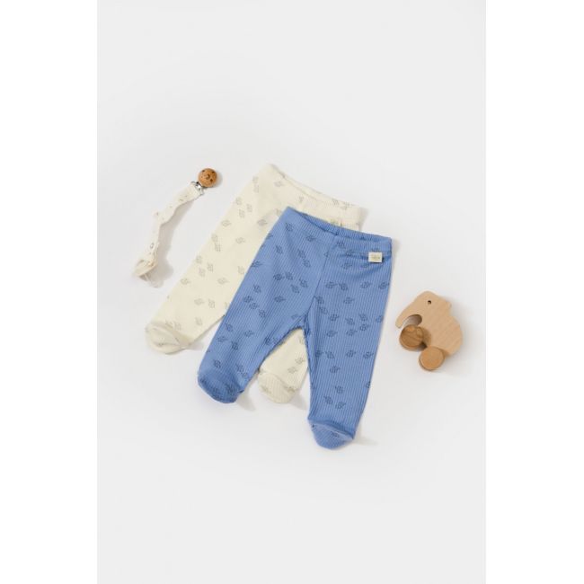 Set 2 pantalonasi cu botosei Printed, BabyCosy, 50% modal+50% bumbac, Ecru/Lavanda (Marime: 3-6 Luni) JEMBC-CSYM11614-3