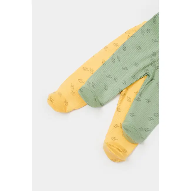 Set 2 pantalonasi cu botosei Printed, BabyCosy, 50% modal+50% bumbac, Lamaie/Verde (Marime: 0-3 Luni) JEMBC-CSYM11615-0