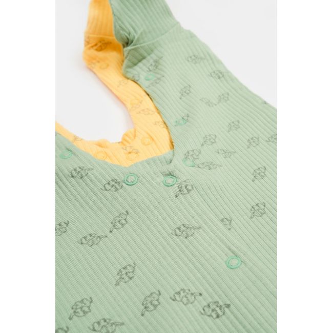 Set 2 salopete lungi Printed, BabyCosy, 50% modal+50% bumbac, Lamaie/Verde (Marime: 6-9 luni) JEMBC-CSYM11423-6