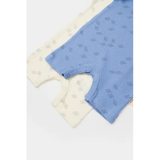 Set 2 salopete scurte Printed, BabyCosy, 50% modal+50% bumbac, Ecru/Lavanda (Marime: 0-3 Luni) JEMBC-CSYM11425-0