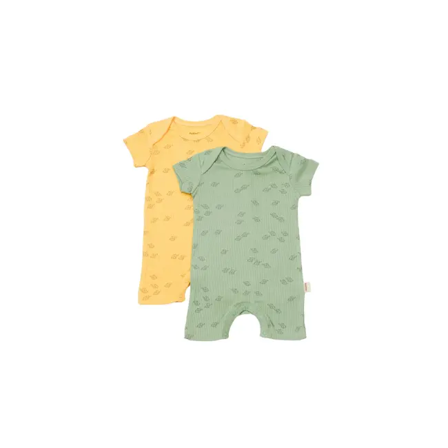 Set 2 salopete scurte Printed, BabyCosy, 50% modal+50% bumbac, Lamaie/Verde (Marime: 0-3 Luni) JEMBC-CSYM11426-0