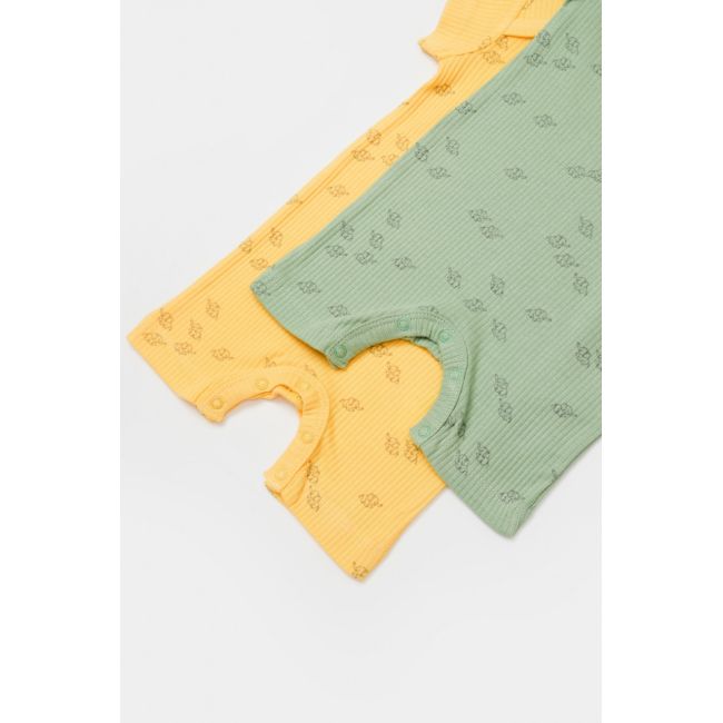 Set 2 salopete scurte Printed, BabyCosy, 50% modal+50% bumbac, Lamaie/Verde (Marime: 9-12 luni) JEMBC-CSYM11426-9