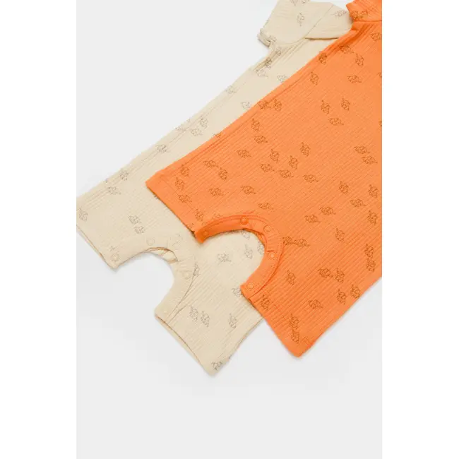 Set 2 salopete scurte Printed, BabyCosy, 50% modal+50% bumbac, Stone/Apricot (Marime: 12-18 Luni) JEMBC-CSYM11427-12