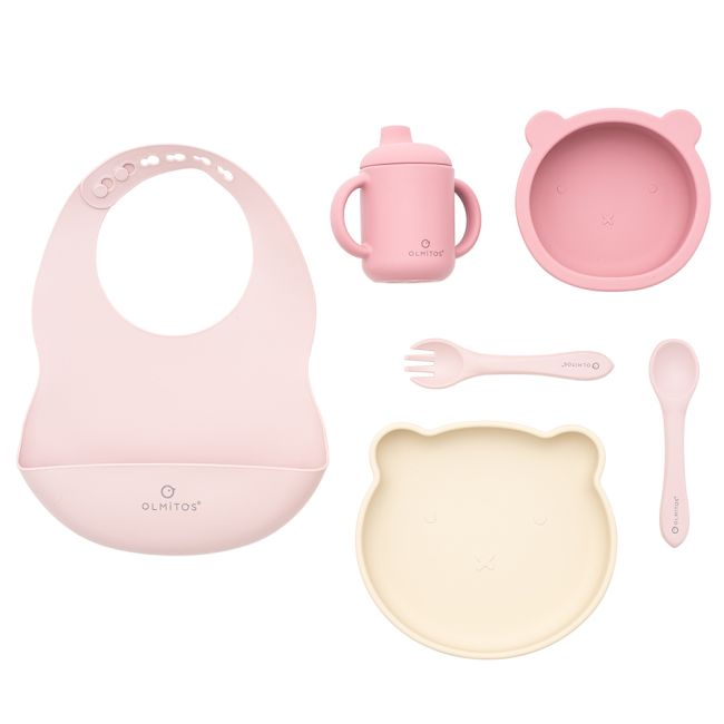 Set diversificare bebelusi 7 piese olmitos bear pink lvtkolm0096