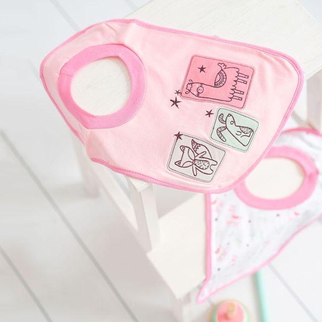 Set doua bavete cu gat elastic din bumbac olmitos lama pink lvtkolm07075