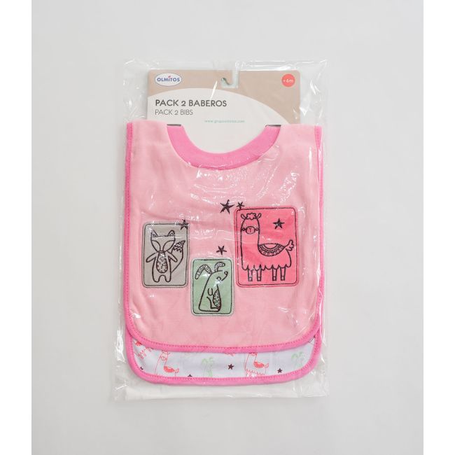 Set doua bavete cu gat elastic din bumbac olmitos lama pink lvtkolm07075