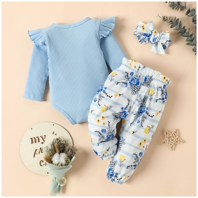 Compleu pentru fetite cu body bleu - mommy's little girl (marime disponibila: 3-6 luni (marimea 18 incaltaminte)) li202303149-de.3-6 luni (marimea 18 incaltaminte)