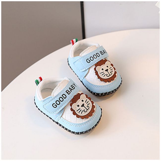 Pantofiori albi cu bleu pentru baietei - Lion AMJY2328-1-sa45