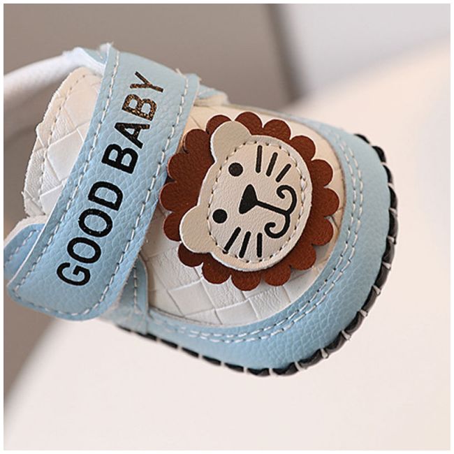 Pantofiori albi cu bleu pentru baietei - Lion AMJY2328-1-sa45