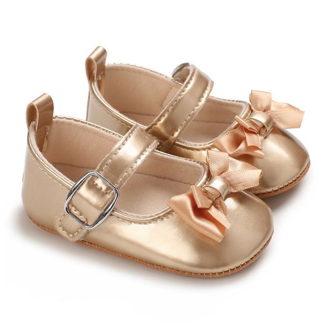 Pantofiori aurii cu fundita din satin LIE105-3-p19
