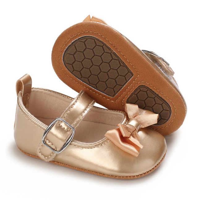 Pantofiori aurii cu fundita din satin LIE105-3-p19
