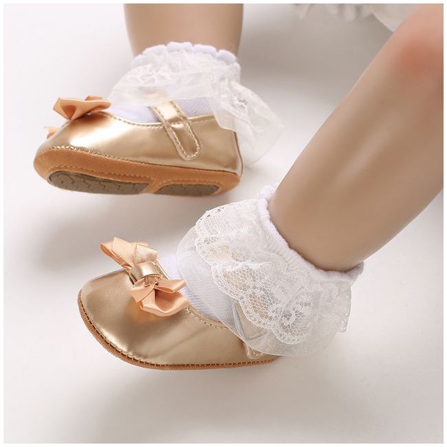Pantofiori aurii cu fundita din satin LIE105-3-p19