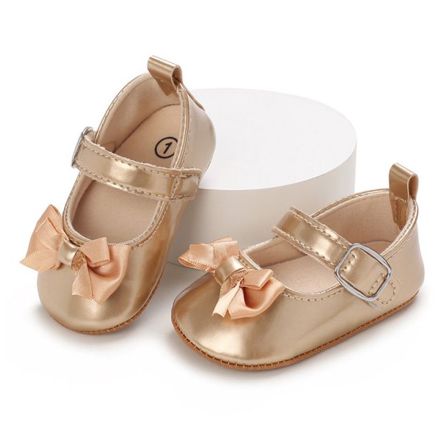 Pantofiori aurii cu fundita din satin LIE105-3-p19