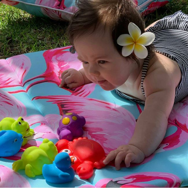 Set 7 animalute de baie, Fara gauri, Cu gentuta pentru transport, Fara BPA, Floating Sea Friends, Playgro, New Blue BYN1147974