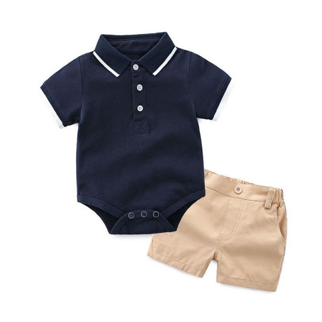 Costumas cu body bleumarine tip polo pentru baietei MB202303304-R1