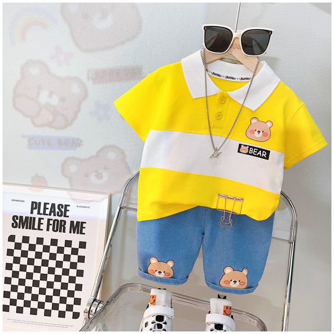 Costumas pentru baietei cu tricou tip polo - Bear LI202303656