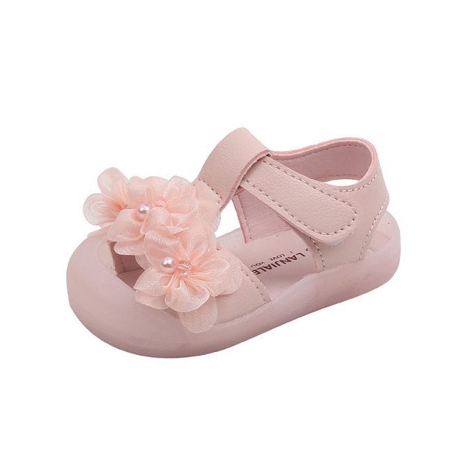 Sandale roz cu floricele din organza MB11-513-1-p33