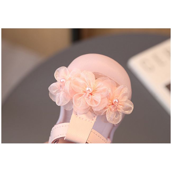 Sandale roz cu floricele din organza MB11-513-1-p33