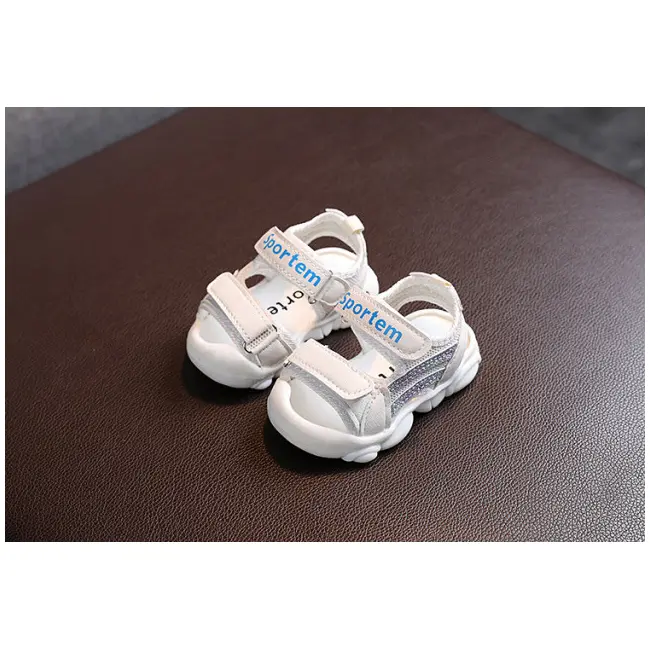Sandale albe cu dungi cu sclipici lila si bleu (marime disponibila: marimea 21) mbqf6606-1-sa42.marimea 21