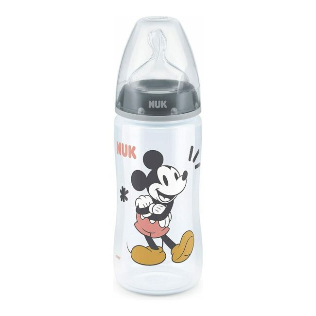Biberon Nuk First Choice PP 300 ml Control Temperatura Tetina Silicon M 6-18 luni Mickey Gri ERFMAR-N4697