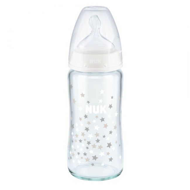 Biberon Nuk First Choice Sticla 240 ml Control Temperatura Tetina Silicon M 0-6 luni Alb ERFMAR-N4956