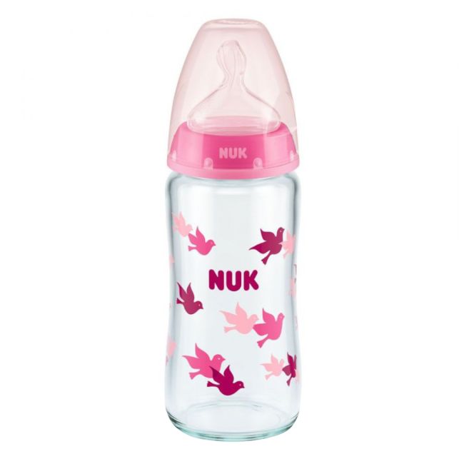 Biberon Nuk First Choice Sticla 240 ml Control Temperatura Tetina Silicon M 0-6 luni Roz ERFMAR-N4970