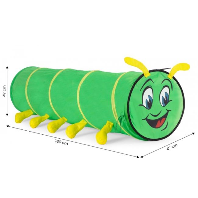 Cort de joaca pentru copii cu tunel ecotoys 8601 - omida verde edeedi8601
