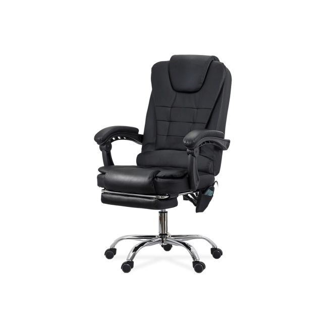 Scaun directorial cu functie de masaj off 418m, temporizator, 7 puncte, inaltime reglabila, cadru cromat, 120 kg, negru drm10124
