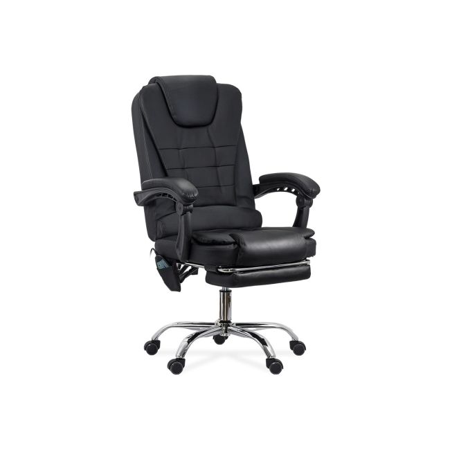 Scaun directorial cu functie de masaj off 418m, temporizator, 7 puncte, inaltime reglabila, cadru cromat, 120 kg, negru drm10124