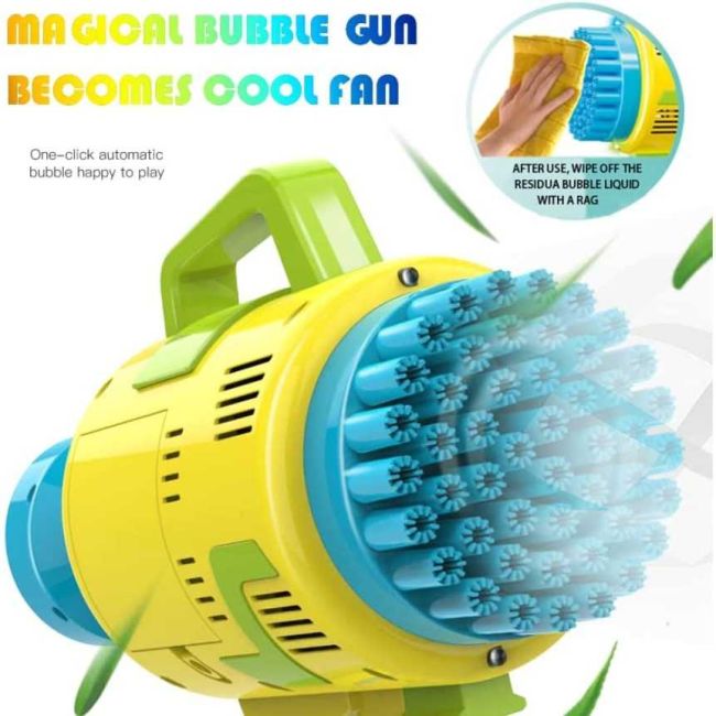 Pistol pentru baloane de sapun Bubble Maker Ikonka IK18050 BBJIK18050_Galben