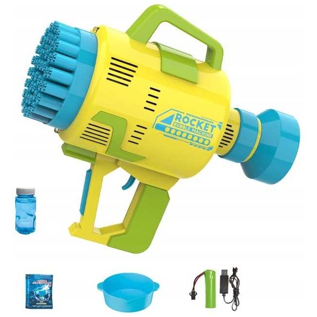 Pistol pentru baloane de sapun Bubble Maker Ikonka IK18050 BBJIK18050_Galben