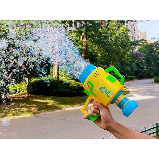 Pistol pentru baloane de sapun Bubble Maker Ikonka IK18050 BBJIK18050_Galben