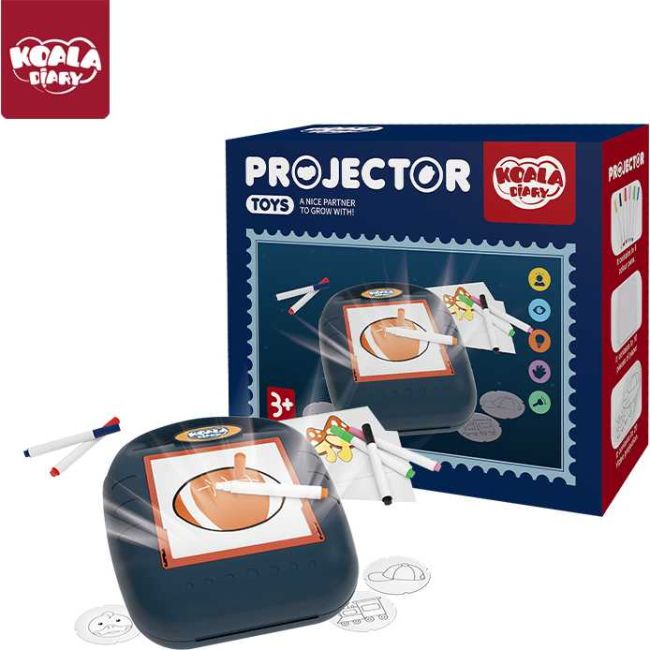 Proiector desen cu 20 sabloane si 6 carioci 22.5 x 18 x 6 cm Koala Diary KD80309 BBJKD80309_Albastru