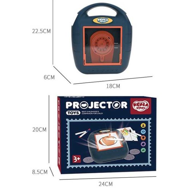 Proiector desen cu 20 sabloane si 6 carioci 22.5 x 18 x 6 cm Koala Diary KD80309 BBJKD80309_Albastru