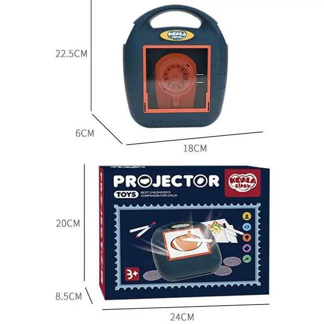 Proiector desen cu 20 sabloane si 6 carioci 22.5 x 18 x 6 cm Koala Diary KD80309 BBJKD80309_Albastru