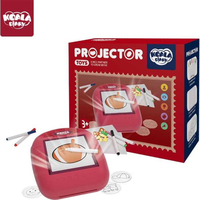 Proiector desen cu 20 sabloane si 6 carioci 22.5 x 18 x 6 cm Koala Diary KD80309 BBJKD80309_Roz