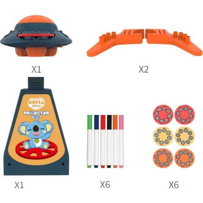 Proiector desen cu 6 diapozitive si 6 carioci incluse Koala Diary KD80308 BBJKD80308_Albastru