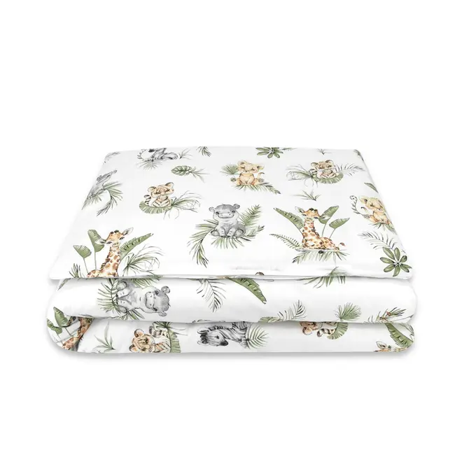 Qmini - Lenjerie junior cu 2 piese, Din bumbac certificat Oeko Tex Standard 100, 140 x 200 cm, Safari BYN6426972019620