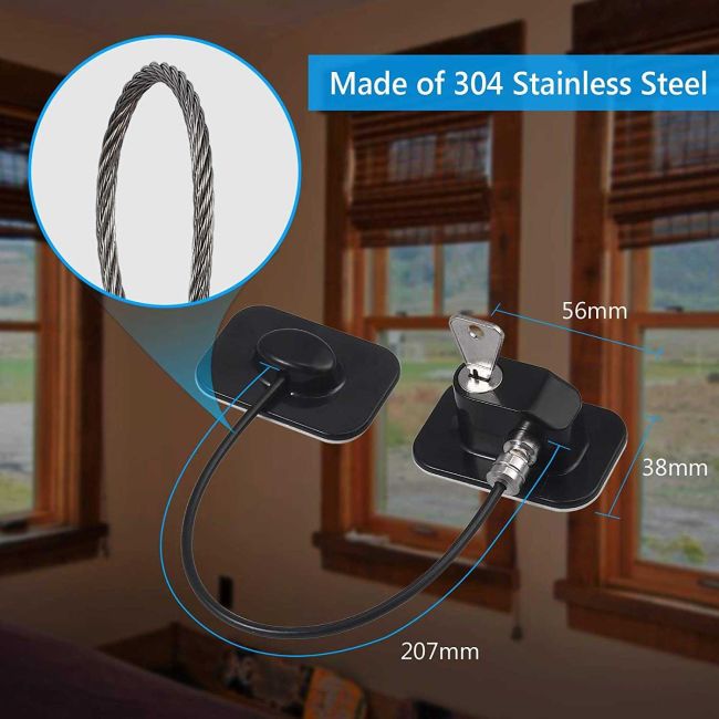 Sistem siguranta pentru geam cu cheie 20 cm Bambinice BN056 BBJBN056_Negru
