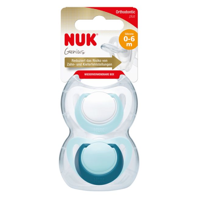 Suzeta Nuk Genius Silicon M1 Vernil 0-6 luni 2 Bucati Set ERFMAR-N3942