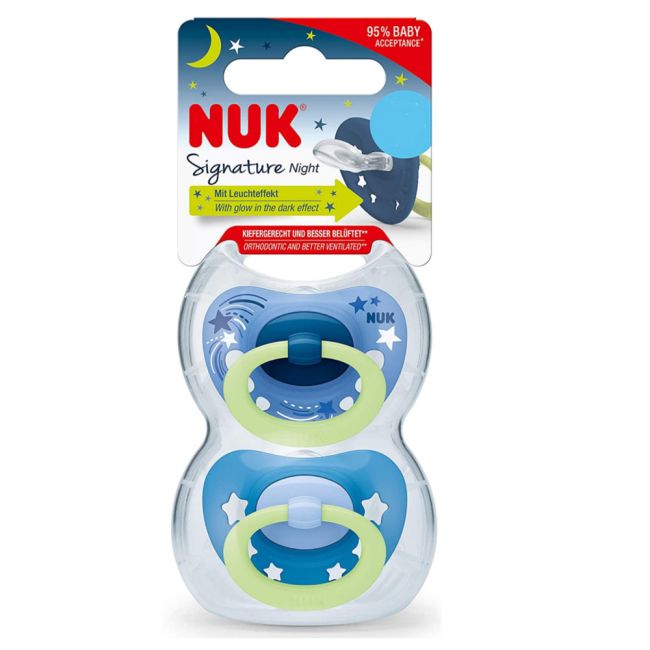 Suzeta Nuk Signature Night Silicon M3 Albastru 18-36 luni Set 2 Bucati ERFMAR-N3881
