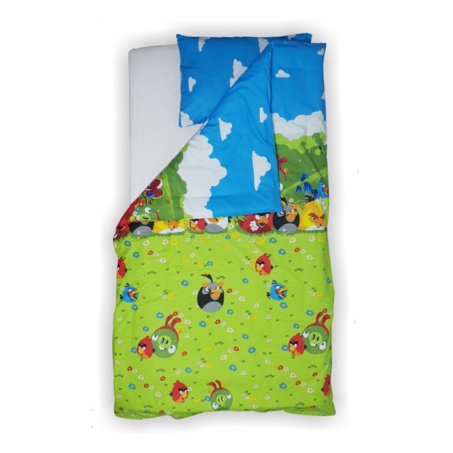Lenjerie 3 Piese Angry Birds 2-8 Ani Pentru Saltea 140x70cm Pc-tex-len-ang-70