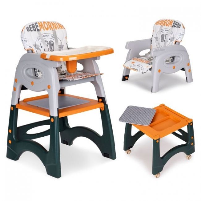 Scaun de masa 2 in 1 pentru copii ecotoys ha-033 - portocaliu edeediha-033orange