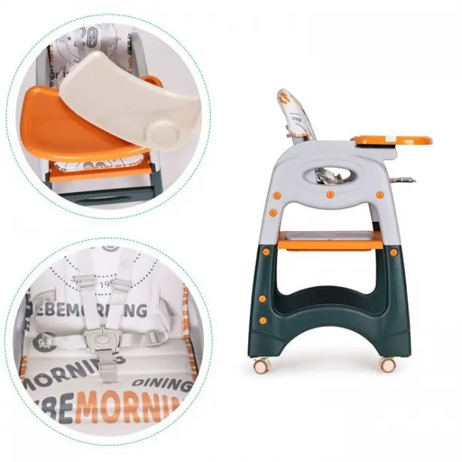 Scaun de masa 2 in 1 pentru copii ecotoys ha-033 - portocaliu edeediha-033orange