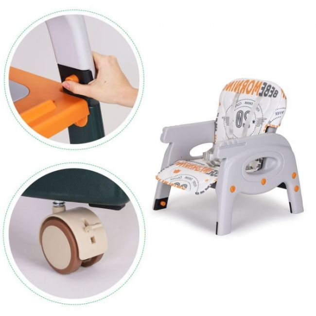Scaun de masa 2 in 1 pentru copii ecotoys ha-033 - portocaliu edeediha-033orange