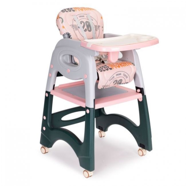 Scaun de masa 2 in 1 pentru copii ecotoys ha-033 - roz edeediha-033pink