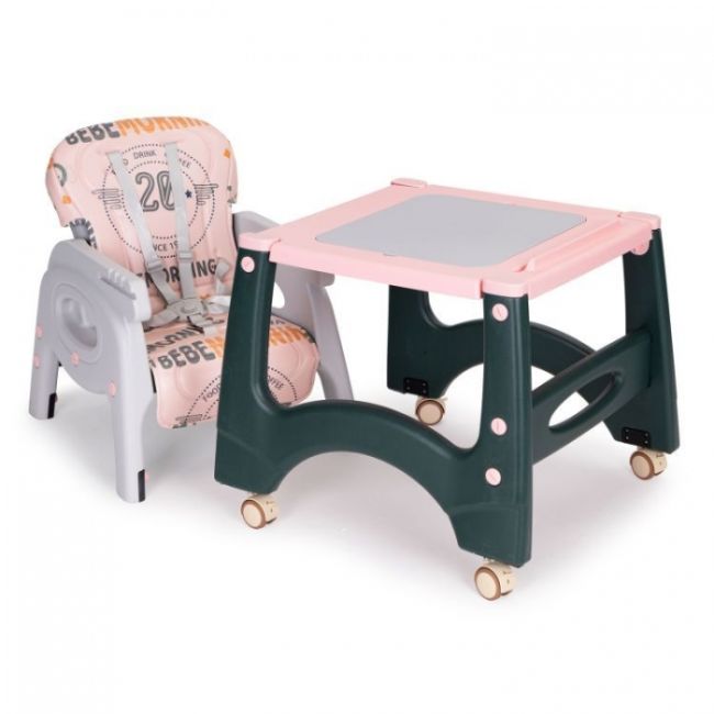 Scaun de masa 2 in 1 pentru copii ecotoys ha-033 - roz edeediha-033pink