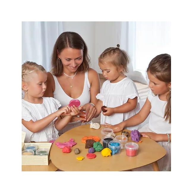 Set Plastilina organica, pentru copii, 2 ani+, la tub, 2 culori, moale, nelipicioasa, usor de modelat, Grunspecht 680-V2