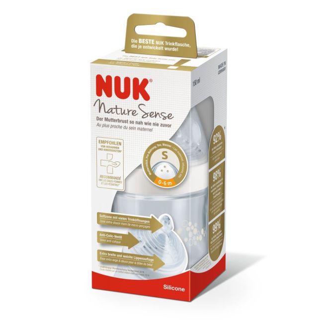Biberon Nuk Nature Sense 150 Ml Tetina Silicon Orificiu S 0-6 luni ERFMAR-N7499